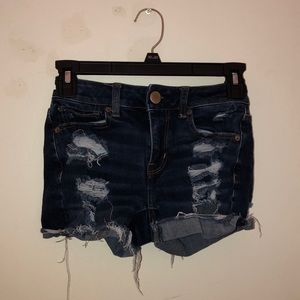 Dark wash ripped jean shorts size 00